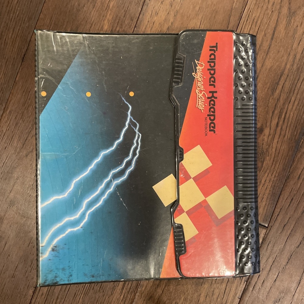 Vintage Mead‎ TRAPPER KEEPER Designer Series 3 Ring Binder Folder Lightning Bolt